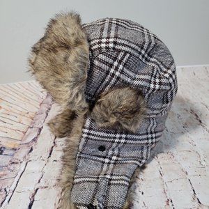 Solid Wing, Winter Hat, Brown Plaid, New without Tags